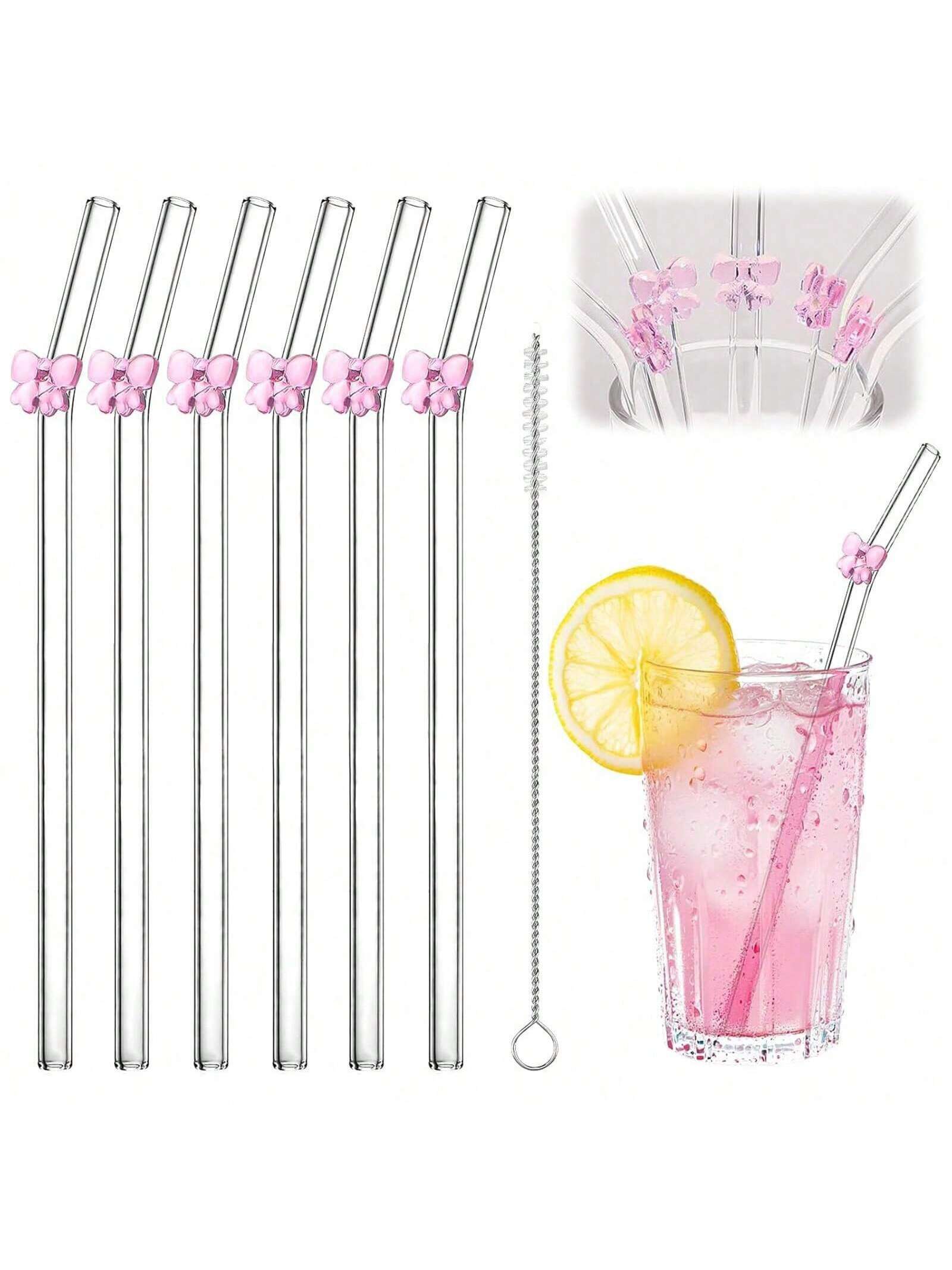 7PCS Reusable Bow Glass Straws - Espresso Shot Glass recension och pris