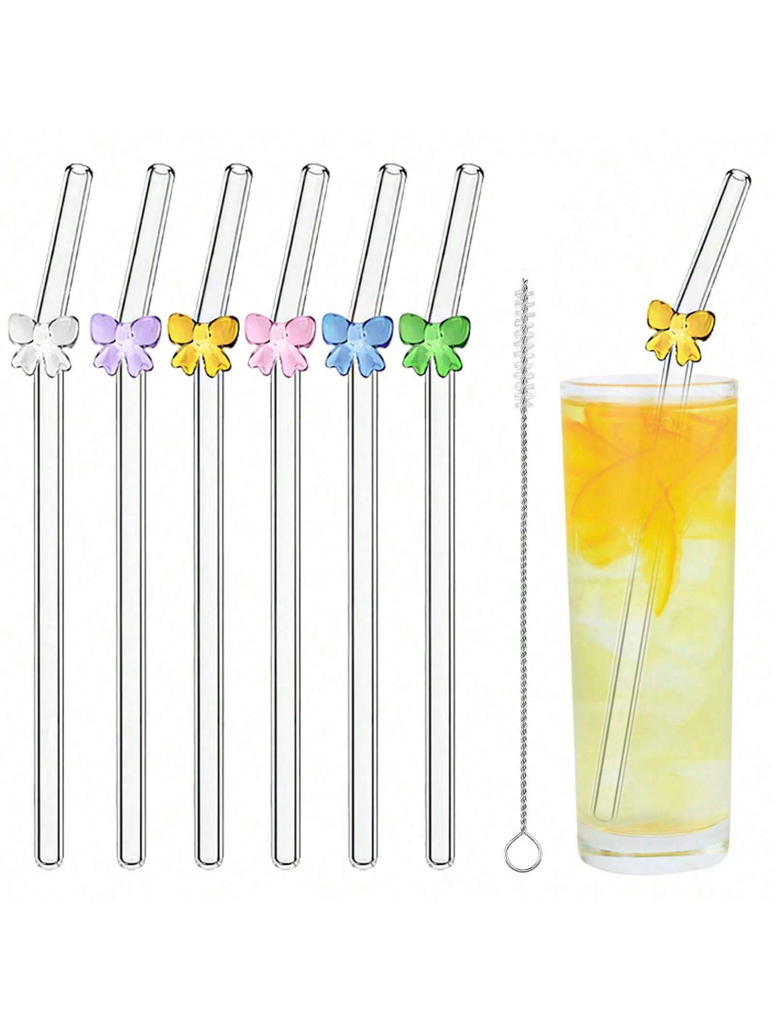 7PCS Reusable Bow Glass Straws - Espresso Shot Glass recension och pris